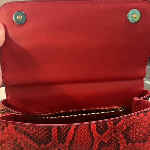 Gently used Dolce & Gabbana red medium Sicily Python Top Handle - Picture 7 of 14